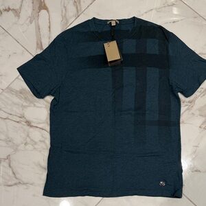 Vintage Burberry Dark Teal Short Sleeve Graphic Crewneck Tee